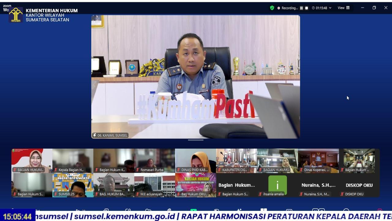 Kemenkum Sumsel Akan Gelar Harmonisasi Serentak Raperkada Koperasi Desa Merah Putih