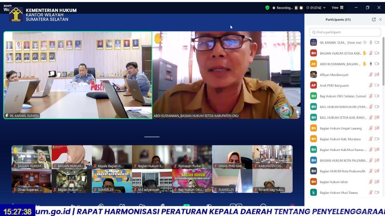 Rapat Harmonisasi Serentak kemenkum sumsel 2